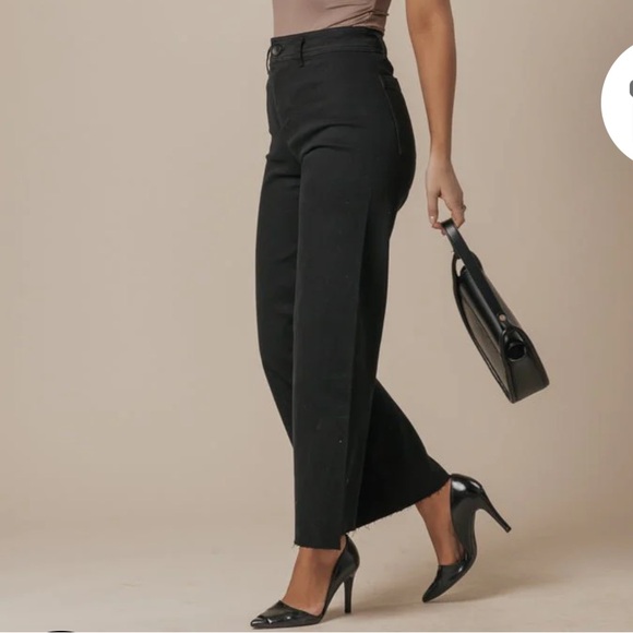 Black Straight Wide Leg Pants - Picture 2 of 6